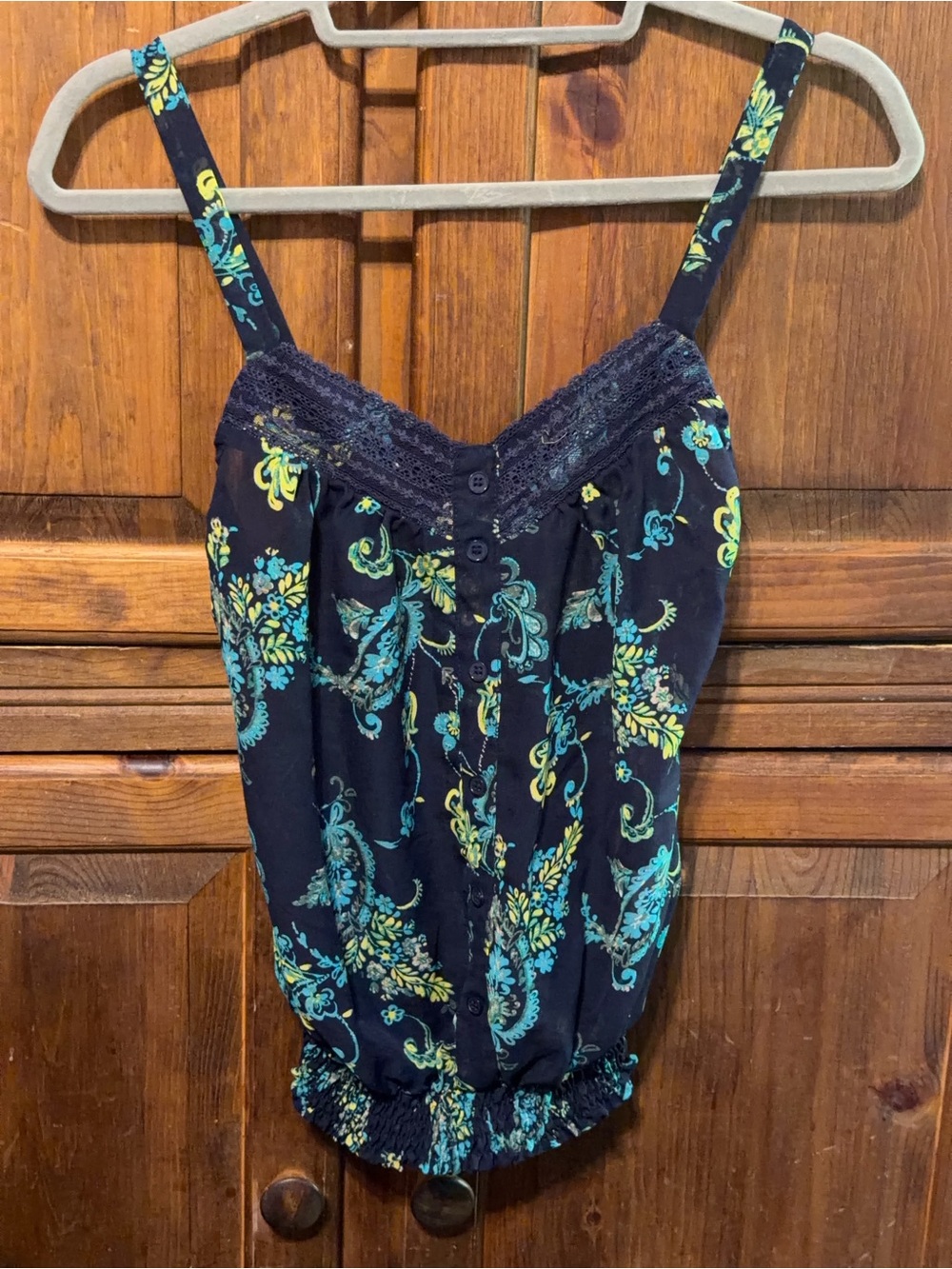 PacSun 'Kirra' brand Floral Paisley Print Embroidered-Trim Tank Top